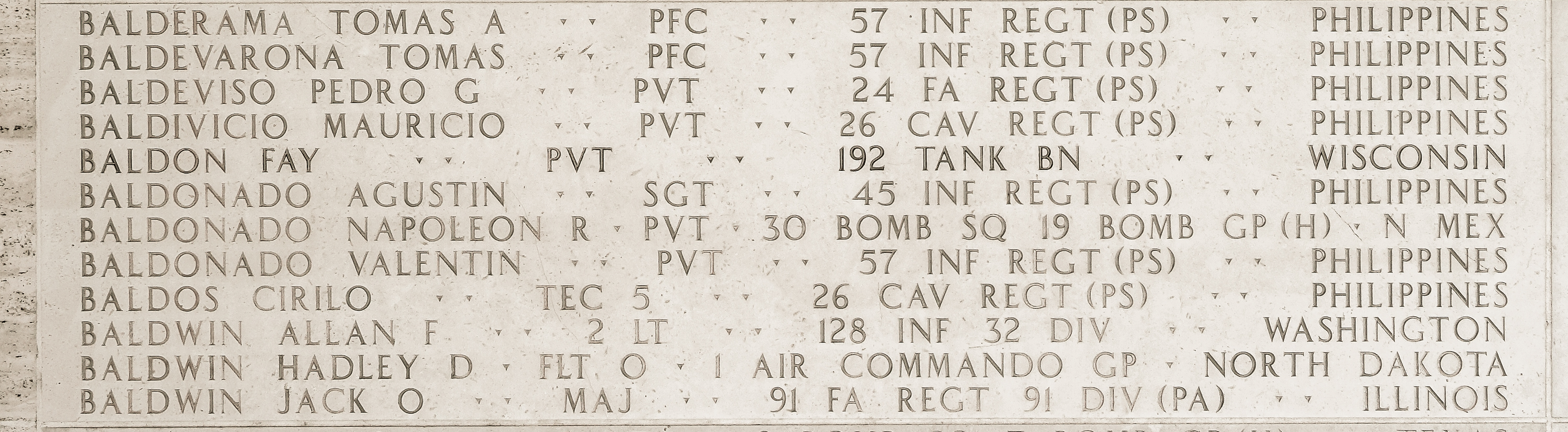 Allan F. Baldwin, Second Lieutenant